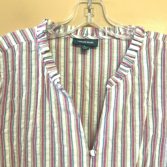 Modcloth Striped Large Professional Pizzazz Button Down Blouse - Picture 6 of 8